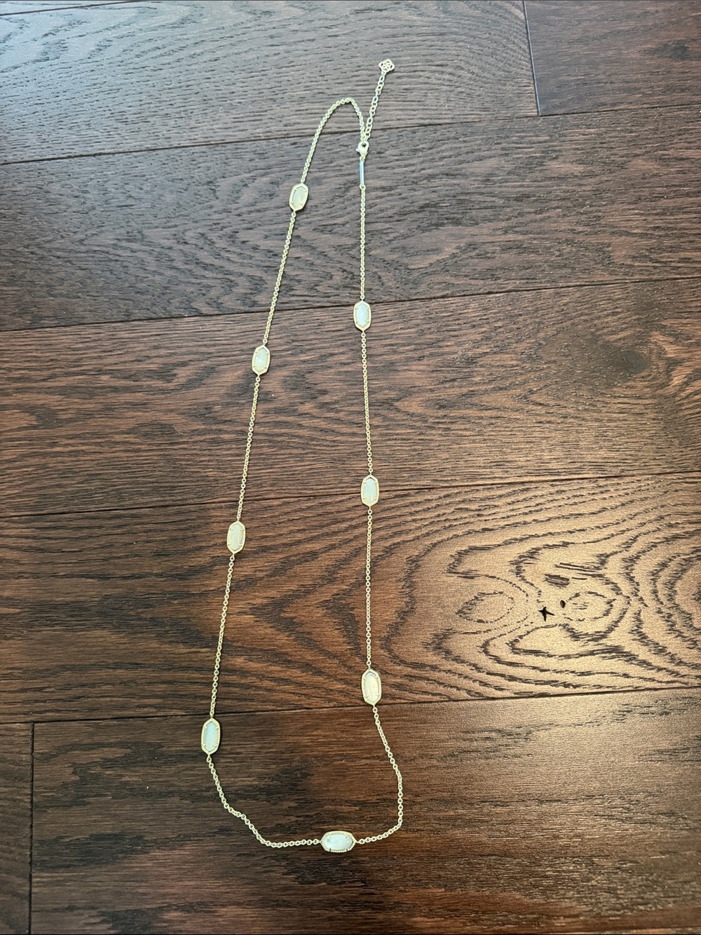 Kendra Scott Gold Long Necklace with White Oval Stones